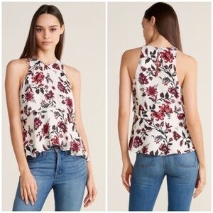 A.L.C. Duran White floral silk Tiered Tank top Size 4